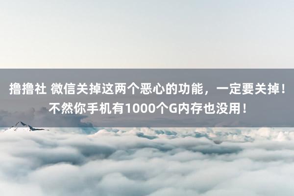 撸撸社 微信关掉这两个恶心的功能，一定要关掉！不然你手机有1000个G内存也没用！