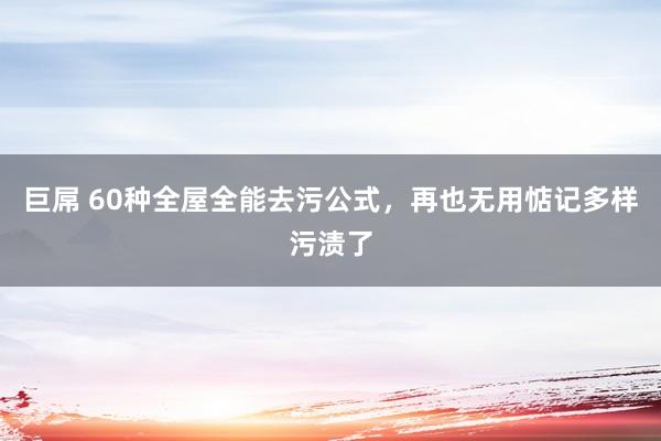 巨屌 60种全屋全能去污公式，再也无用惦记多样污渍了